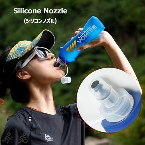 Azarxis TPU Soft Flask Collapsible Water Bottle Running Folding Gel Water Reservoir Handheld for Hydration Pack Hiking Cycling Climbing Jogging Marathon Trail Race - color: #01 Blue - 250 ml - 2-pack