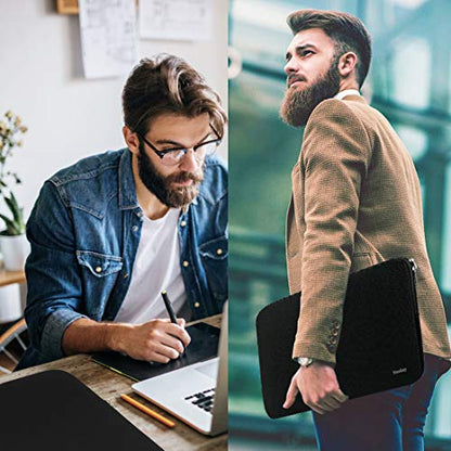 Naukay Laptop Case Sleeve,13-13.3 Inch Resistant Neoprene Laptop Sleeve/Notebook Computer Pocket Case/Tablet Briefcase Carrying Bag Compatible with MacBook Pro,MacBook Air,Notebook Computer-(Black) - color: Black, size: 13.3 inch