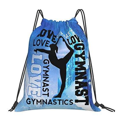 Gymnastics Drawstring Backpack Light Gym String Bag Pink Water Resistant Sackpack Sport Yoga Daypack For Womens Mens - color: Gymnastics8