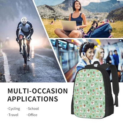Ergonomic Padded Backpack Cute Llamas Mint Green, Anti Theft Spacious Travel Daypack Sturdy Polyester Bag for Commute Gym Outdoor Leisure Use - color: Design (1025)