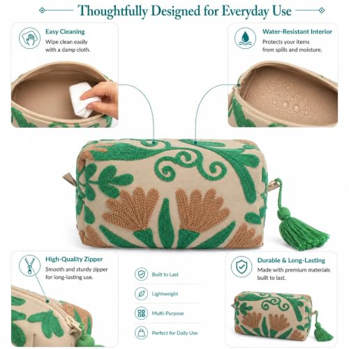 Huar Travel Makeup Bag- Large Capacity Cosmetic Bags for Women - color: Beige
