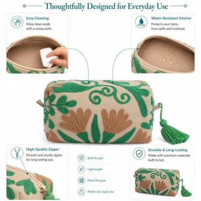 Huar Travel Makeup Bag- Large Capacity Cosmetic Bags for Women - color: Beige