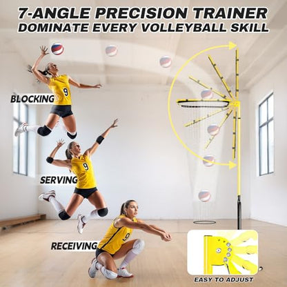 Volleyball Setter Training Net, Volleyball Training Equipment with 5 Adjustable Heights (4.6-10 FT), Serve Trainer Equipment with 7 Angles for Serving, Spiking & Setting Drills