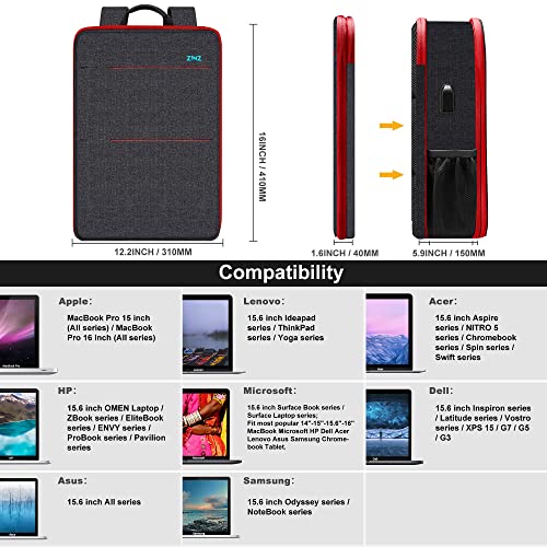 ZINZ Slim & Expandable Laptop Backpack 15 15.6 16 Inch Case, Water Resistant Travel Backpack Compatible with MacBook Pro/Neo 16" 15", Dell XPS 15 16 and Most 15" 15.6" 16" Notebooks，B01RD01 - color: B01rd01, size: 15"-16"
