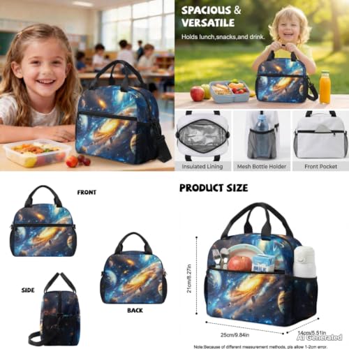 Galaxy Backpack for Boys Kids Backpacks with Lunch Box Pencil Case and Water Bottle Sleeve 4PCS Set Preschool Backpack for Boys 17 Inch Large Capacity School Bag with Front Pocket - color: Galaxy