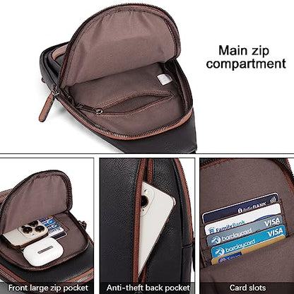 CLUCI Crossbody Bags for Women Men,Leather Sling Bag Cross Body Backpack for Woman Gifts for Women Birthday Unique - color: 0-0 Black With Brown