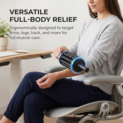 Electric Rolling Percussive Massager, Electric Fascia Roller Massager with Hands-Free Base, Rechargeable Fascia Roller for Back, Legs, Feet, Deep Tissue Muscle Recovery (Gold) - color: Gold