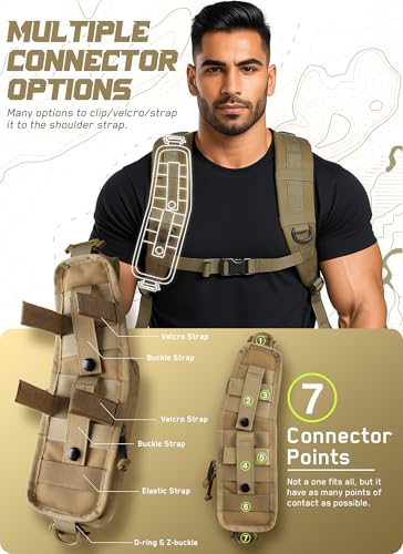 WYNEX Molle Backpack Accessories Pouch of Curve Design Version, Tactical Backpack Strap Pouch Hiking Backpack Attachment Pack - color: Coyote Brown