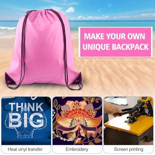 KUUQA 25Pcs Pink Drawstring Backpack Bags - color: Pink