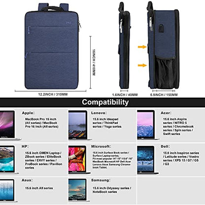 ZINZ Slim & Expandable Laptop Backpack 15 15.6 16 Inch Case, Water Resistant Travel Backpack Compatible with MacBook Pro/Neo 16" 15", Dell XPS 15 16 and Most 15" 15.6" 16" Notebooks，B01L01 - color: B01l01, size: 15"-16"
