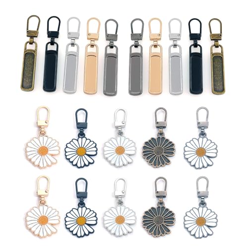 20 PCS Zipper Pull Replacement，Detachable Metal Zippers Pulls，Repair Metal Zipper Handle/Head Cord Extender Mend Fixer Slider for Luggage Clothing Jackets Backpacks Boots Purse Coat Universal Extender