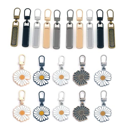 20 PCS Zipper Pull Replacement，Detachable Metal Zippers Pulls，Repair Metal Zipper Handle/Head Cord Extender Mend Fixer Slider for Luggage Clothing Jackets Backpacks Boots Purse Coat Universal Extender