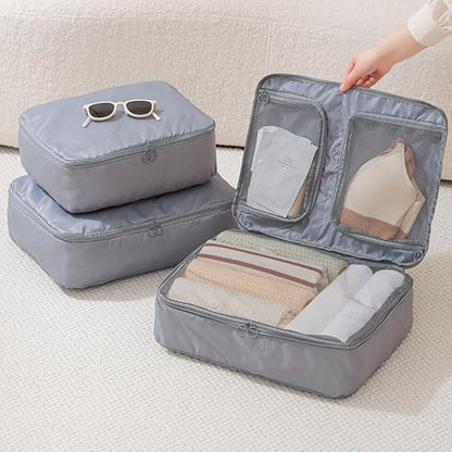 Packing Cubes for Suitcases, 1Pcs Lightweight Travel Luggage Packing Organizers, Compression Storage Shoe Bag, Clothing Underwear Bag, Travel Cubes Set for Man & Women(Grey)