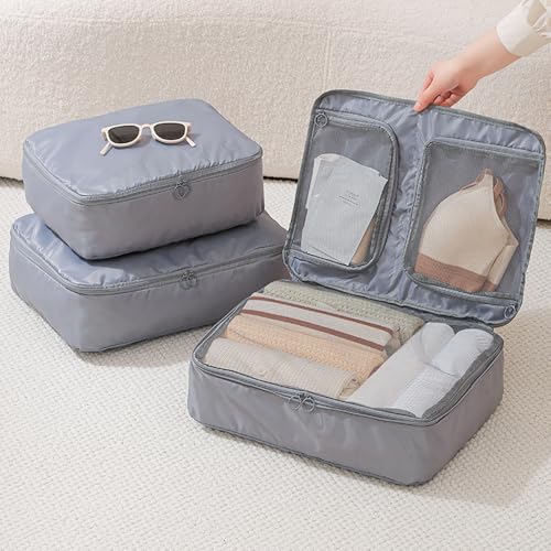 Packing Cubes for Suitcases, 1Pcs Lightweight Travel Luggage Packing Organizers, Compression Storage Shoe Bag, Clothing Underwear Bag, Travel Cubes Set for Man & Women(Grey)