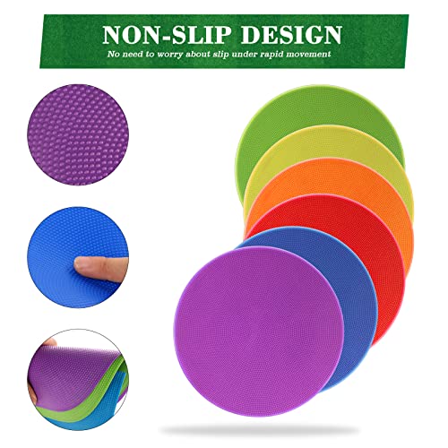 Poly Spots Spot Markers for Gym Floor 9inch 10inch 12/18/24/36 Pcs Flat Cones Non-Slip Rubber Floor Dots Circles for Sports Soccer Basketball Agility Training Dance Classroom - style: 12Pcs 9inch