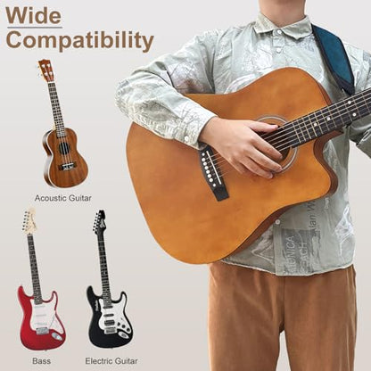 Guitar Straps for Electric Guitar Bass, Smooth Guitar Strap, 3" Wide Padded Straps with 3D Sponge Filling, Comes with 4 Picks + 2 Strap Locks + 1 Headstock Tie + 1 Tie Rope, Blue - color: Smooth Blue