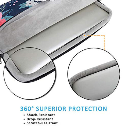 Laptop Sleeve Bag Water-Resistant Protective Case Bag Compatible with MacBook Pro/Air 13 inch and 13 inch-14 inch Dell HP Surface Book Chromebook Notebook - color: Navy Flower, size: 13 inch-14 inch