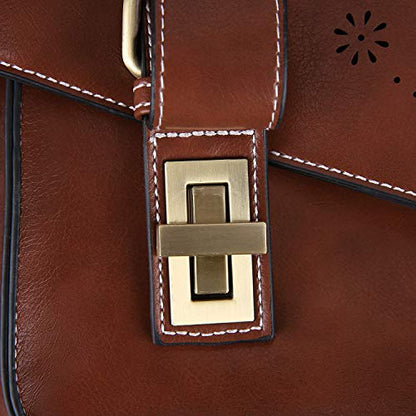 ECOSUSI Backpack for Women Briefcase Messenger Laptop Bag Vegan Leather Satchel Work Bags Fits 15.6 inch Laptops, Coffee - color: 1-coffee-l