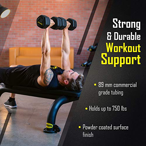 ZIVA Performance Flat Weight Utility Bench for Strength Training, Abdominal Workout – 600 lbs Capacity, 89mm Steel Tubing, High Density PU Foam Padding, Compact Design (Dim. 41x85x146 cm., 19kg)