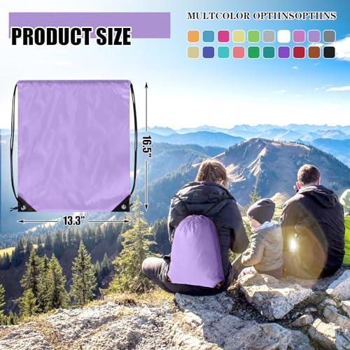 Grneric 100 Pieces Drawstring Backpack Bulk Cinch Sackpack Ployster Drawstring Bags for Gym Party Trip(Lavender) - color: Lavender