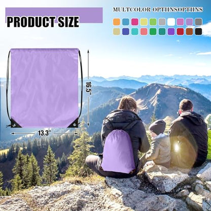 Grneric 100 Pieces Drawstring Backpack Bulk Cinch Sackpack Ployster Drawstring Bags for Gym Party Trip(Lavender) - color: Lavender