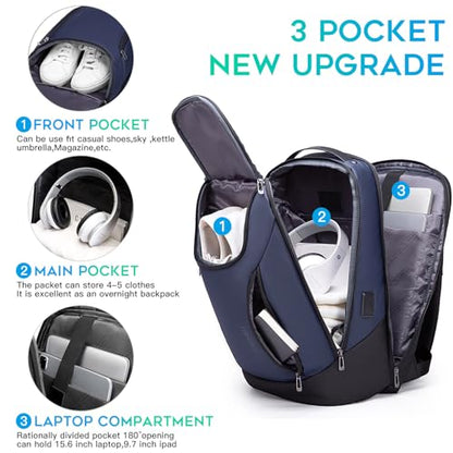 FUTURE AESTHETIC Business Smart Backpack Waterproof fit 15.6 Inch Laptop Backpack with USB Charging Port,Travel Durable Backpack - color: Blue