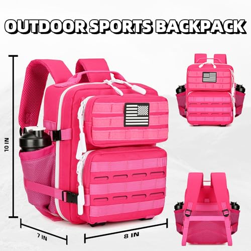 9L Mini Tactical Backpack for Men and Women Tactical Backpack Small for Hiking Small Tactical Bag Fitness Pack - color: Rose Red