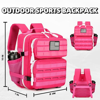 9L Mini Tactical Backpack for Men and Women Tactical Backpack Small for Hiking Small Tactical Bag Fitness Pack - color: Rose Red