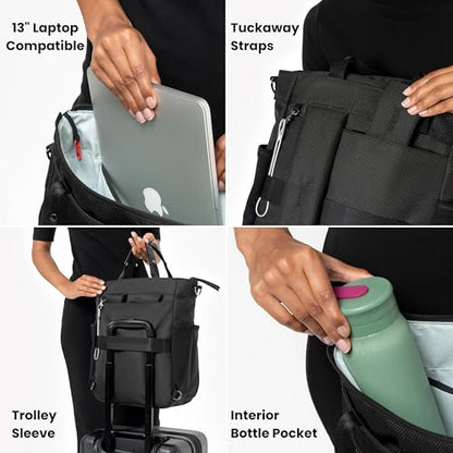 Sherpani Soleil, Anti Theft Convertible Backpack, 3 in 1 Tote, Crossbody Purse, 18L Travel Bag, Fits 13” Laptop (Aloe Mist Signature) - color: Aloe Mist - Signature