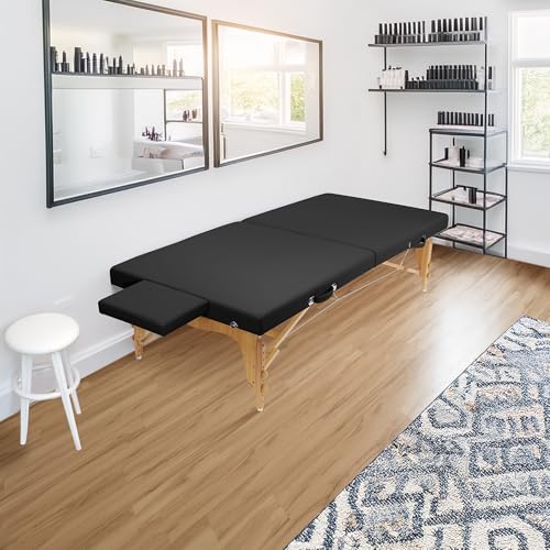 Saloniture Portable Physical Therapy Massage Table - Low to Ground Stretching Treatment Mat Platform - Black - color: Black