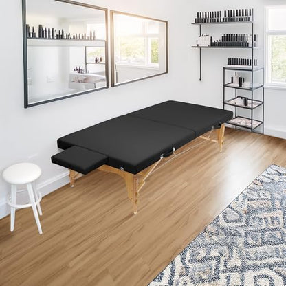 Saloniture Portable Physical Therapy Massage Table - Low to Ground Stretching Treatment Mat Platform - Black - color: Black