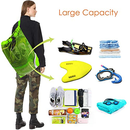 BeeGreen Mesh Drawstring Bag Swim Backpack for Beach Pool Sports Gym Draw String Cinch Bags for Swimming Soccer Basketball Gear Light Green - color: Fruit Green, style: Mesh Bag