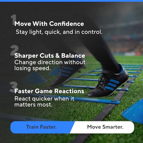 Agility Ladder Set, 12-Rung Speed Ladder + Training Cones, Soccer Training Equipment, Footwork Drills Kit, Speed & Agility Equipment, Football Practice Equipment, Basketball Gear - color: Royal Blue