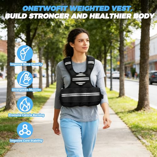35lb/45lb Weighted Vest Men , Adjustable Rucking Vests for Walking with Reflective Stripe, 1.2" Ultra Thick Shoulder Padding Strength Training Workout Vest for Running GYM Home, Detachable Iron Weights - size: 6-18LBS