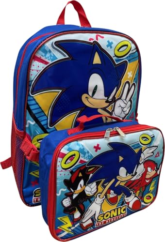 Ruz Sonic The Hedgehog 16 Inch Backpack With Detachable Matching Lunch Box (Sonic I) - style: Sonic I