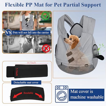Petskd Dog Carrier Sling for Small Pet 7-15 LBS, Hands Free Front Facing Cat Sling Chest Carrier with Bottom Mat and Adjustable Strap for Pets Anti-Anxiety, Walk, Vet