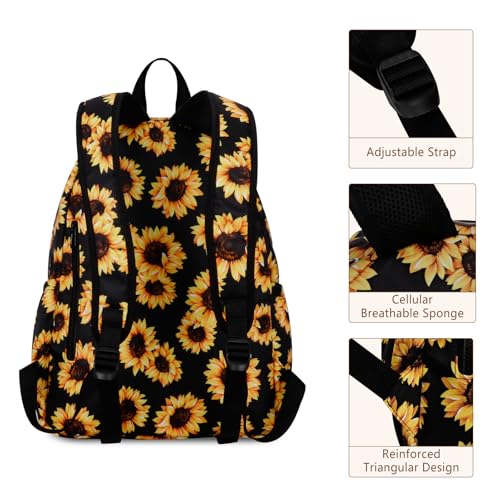 Women's Water-resistant Daypack Backpack, 15.6 Inch Laptop Compartment & Anti-Theft Pocket, Adjustable Padded Straps for Commuting, Travel, Work, College, Sunflower - color: Sunflower