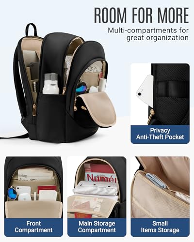 LIGHT FLIGHT Travel Backpack for Women, 15.6 Inch, Grayish Pink | Laptop Backpack, USB Charging Hole, Water Resistant, Large Capacity, College Bookbag - color: Grayish Pink, size: 15.6 Inch without Wheels