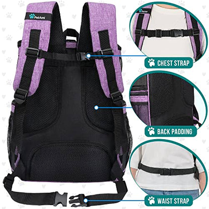 PetAmi Dog Backpack Carrier, Airline Approved 4-Way Entry Cat Backpack Carrier, Ventilated Mesh, Collapsible Pet Carrier for Small Puppy, Kitten, Hiking, Travel Car, Vet, up to 18 lbs, Purple - color: Purple