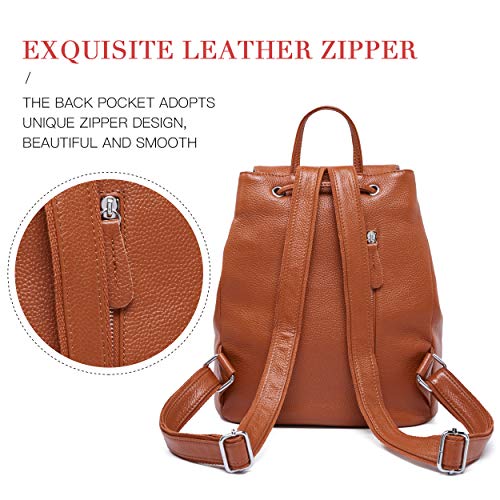 BOYATU Women’s Full-Grain Leather Backpack Purse, Minimal Structured Design, Work Commuter & City Travel, Compact Everyday Essentials, Fashion RFID Pocket Bag ((Brown) - color: Brown