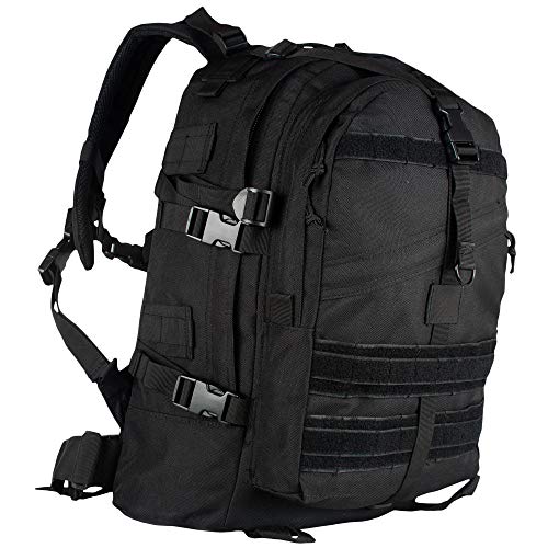 FOX OUTDOOR PRODUCTS Large Transport Pack | 37L Tactical Backpack with Compression Straps, Hydration Pocket & Modular Webbing - color: Black