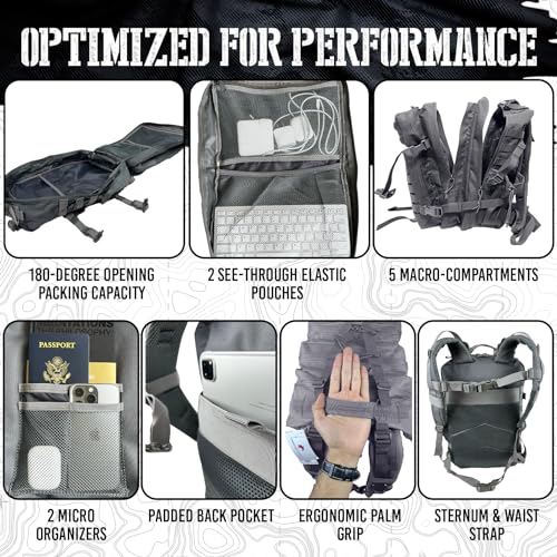 AMERICANPHOENIX 45L Elite Tactical Backpack | 3X Stronger Work & Military Backpack | Water Resistant and Heavy Duty | 3 Day MOLLE Bug Out Bag (Arctic Grey) - color: Arctic Grey