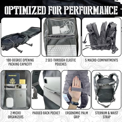 AMERICANPHOENIX 45L Elite Tactical Backpack | 3X Stronger Work & Military Backpack | Water Resistant and Heavy Duty | 3 Day MOLLE Bug Out Bag (Arctic Grey) - color: Arctic Grey