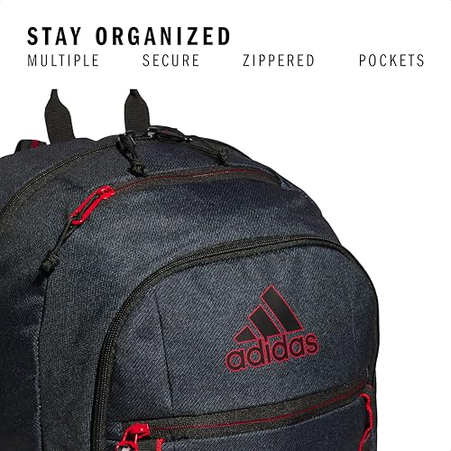 adidas Excel 7 School Backpack for Laptop, Gym and Travel, 34L, Twill Black/Better Scarlet/7, OSFA - color: Twill Black/Better Scarlet/7, size: One Size