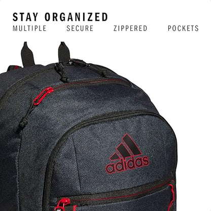 adidas Excel 7 School Backpack for Laptop, Gym and Travel, 34L, Twill Black/Better Scarlet/7, OSFA - color: Twill Black/Better Scarlet/7, size: One Size