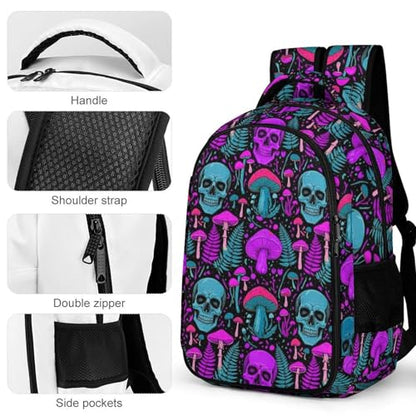 Large Capacity Travel Backpack Purple Leaf Trippy Mushroom Eye Skull, Carry On Anti Theft Laptop Backpack with Multi Compartments for Business Weekender Hiking - color: Pattern (269)