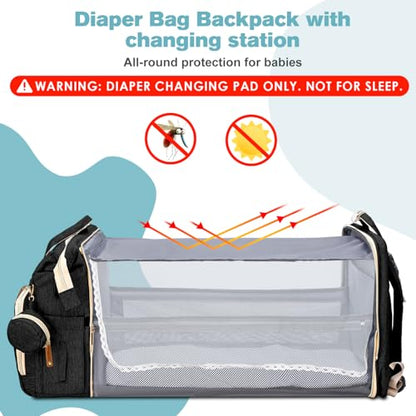 JSTPRO Diaper Bag Backpack, Large Waterproof Lightweight Diaper Bag with Changing Station, Insulated Pockets, USB Port, Travel Bag for Mom and Dad (Black) - color: Black