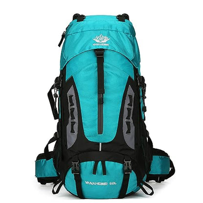 YFREAL 60L Travel Hiking Camping Backpack with Rain Cover,Backpack Water Resistant,Climbing Backpack for Men Women (LIGHT BLUE) - color: Light Blue