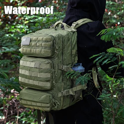 Military Tactical Backpack 25L Day Backpack for Men Molle Army 3 Days Assault Pack Bug Out Bag Water Resistant and Heavy Duty Hiking Treeking Rucksack - Dark Green - color: Dark Green, size: 25L