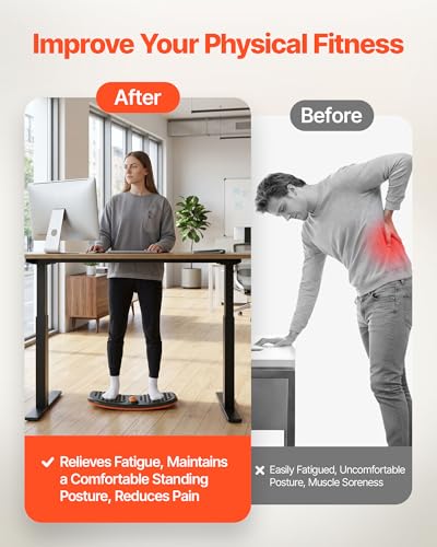 VEVOR Balance Board, Wobble Board Trainer for Adults, Premium Balance Training Equipment Rocker, Compact & Lightweight for Core Workouts, Standing Desk Exercise, Home Gym, Office, Workstation, Black